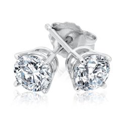 Earrings Diamond Gold Silver Reeds Jewelers Round Diamond Solitaire Stud Earrings 3 4ctw