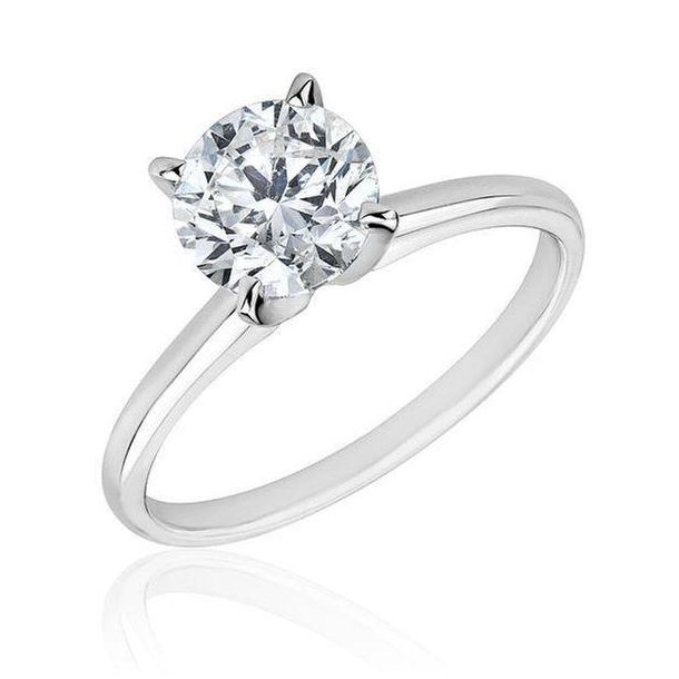 1.5ct Treated Blue Diamond Engagement Ring – 14K White Gold, Round Cut Solitaire