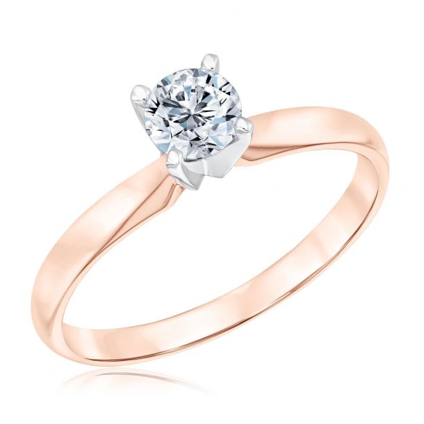 Round 5mm-6mm Engagement Wedding 10K Rose Gold Diamonds Ring Semi-Mount Setting
