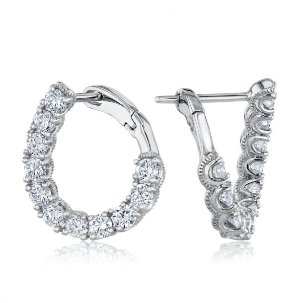 Details about   2 TCW White Round Cut Diamond 14k Two Tone Gold Finish Women's Hoop Earrings 