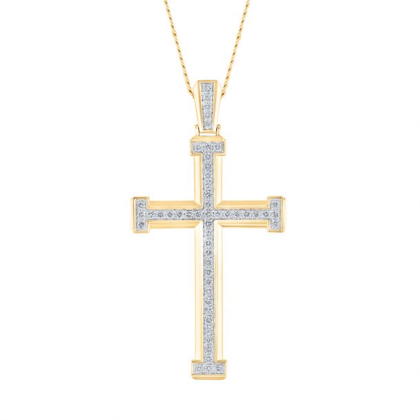 1ctw Diamond Yellow Gold Cross Necklace 
