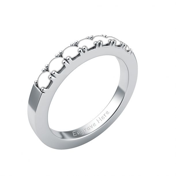 Sterling Silver & 14k Five-stone and Diamond Mothers Ring Semi-Mount Size 6 Length Width 5 