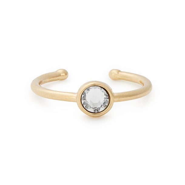 Clear Quartz Gold Plated Adjustable Ring