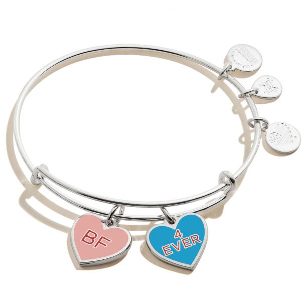 Alex and Ani Color Infusion Best Friend Duo Charm Bangle Bracelet - Shiny  Silver Finish