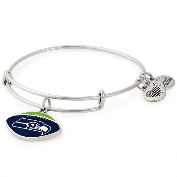 Alex And Ani Seattle Seahawks Football Color Infusion Charm Bangle Bracelet Rafaelian Silver Finish Reeds Jewelers