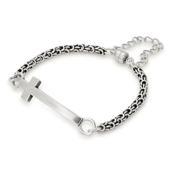 Alex and Ani Vintage Cross Bracelet Rafaelian Silver Finish