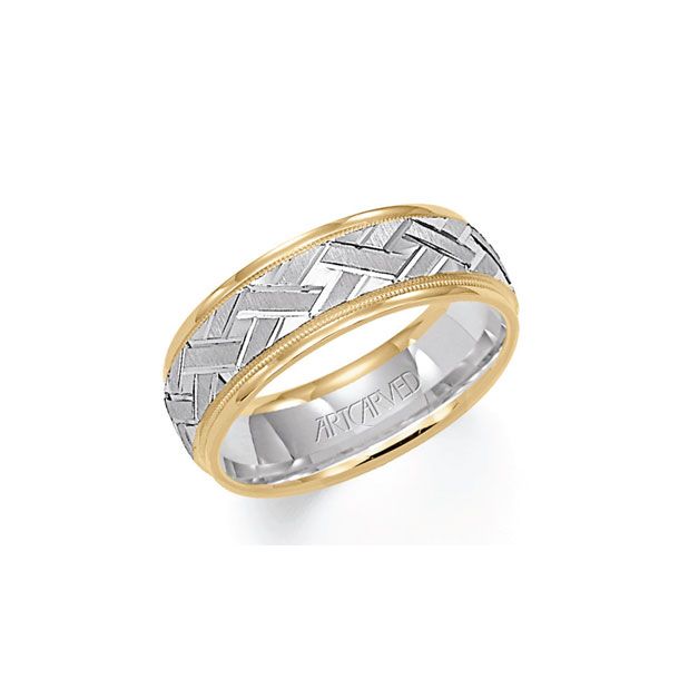 ArtCarved TwoTone Carved Band 7mm REEDS Jewelers
