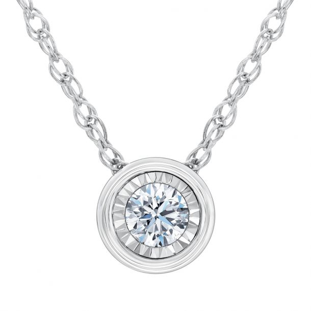 Bezel Set Diamond Solitaire Pendant 1 