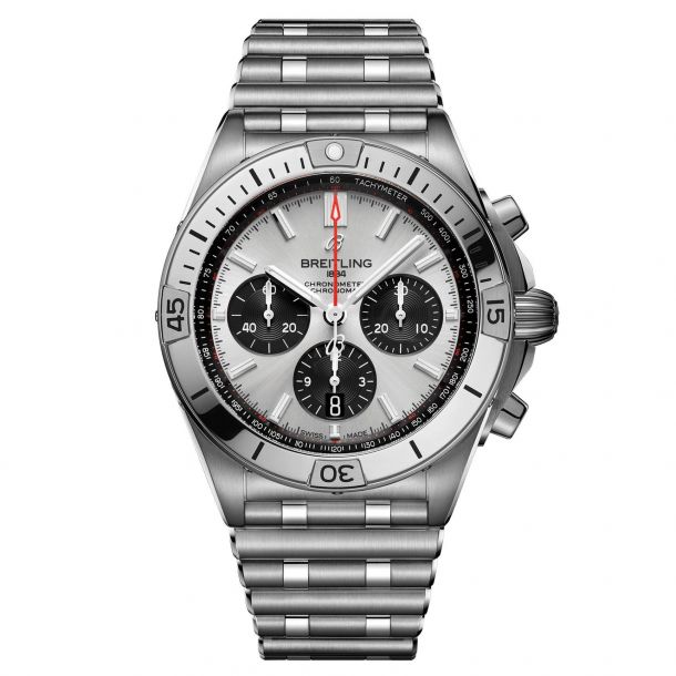 Breitling Chronomat B01 42 Silver Dial Stainless Steel Watch AB0134101G1A1  | REEDS Jewelers