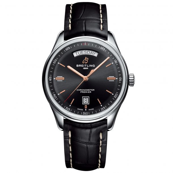 Breitling Premier Automatic Day and Date 40 Black Dial Leather