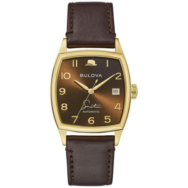 Men's Bulova Frank Sinatra 'Young At Heart' Brown Leather Strap Watch