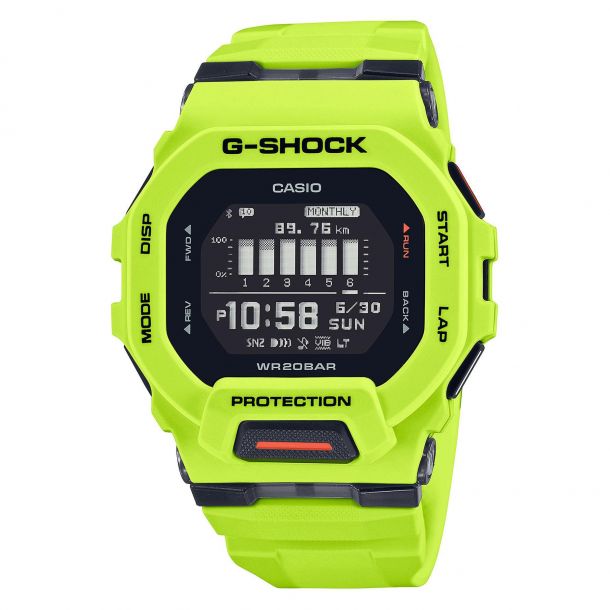 Casio G-Shock G-Squad Move Digital Connected Lime Green Resin Strap Fitness  Watch GBD200-9