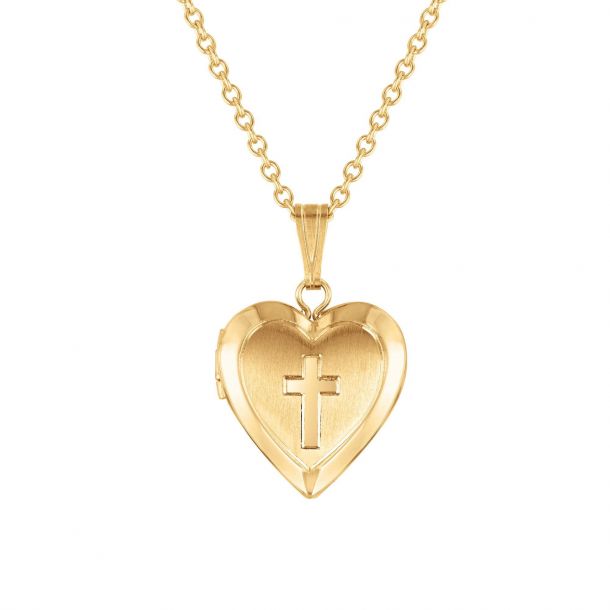 Child's Gold-Filled Heart and Cross Locket Necklace | REEDS Jewelers