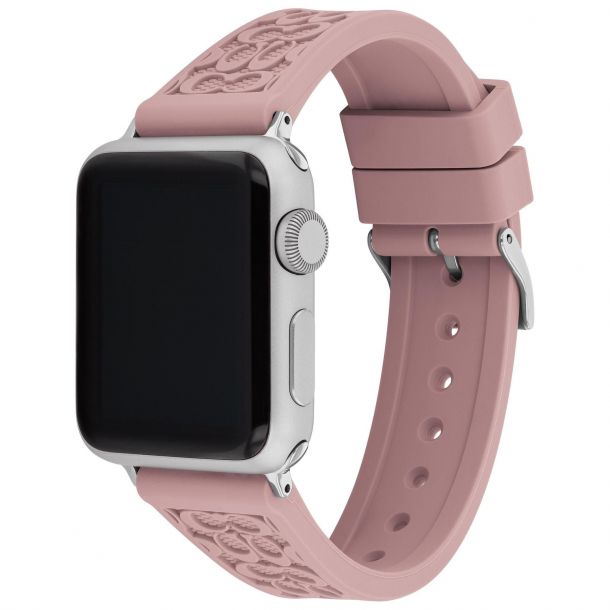COACH Apple Watch Strap Pink Rubber 