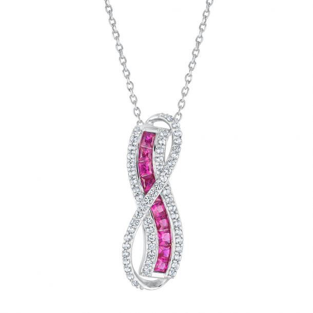 Created Ruby And White Sapphire Swirl Pendant Necklace Reeds Jewelers - Ruby And Diamond Swirl Pendant Created Ruby And White Sapphire Swirl Pendant Necklace Reeds Jewelers - Ruby And Diamond Swirl Pendant