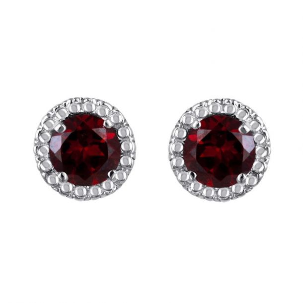 Created Ruby Beaded Stud Earrings Reeds Jewelers