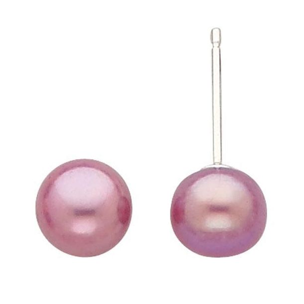 Dark Pink 6.57mm Freshwater Cultured Pearl Stud Earrings REEDS Jewelers