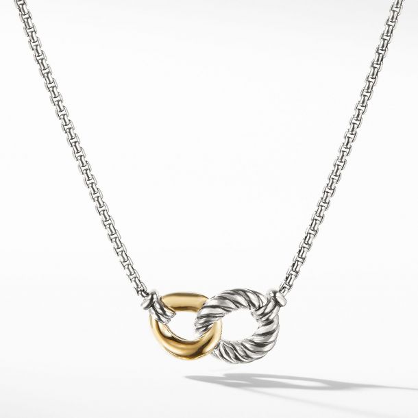 David Yurman Belmont Double Curb Link Necklace with 18k Gold | REEDS