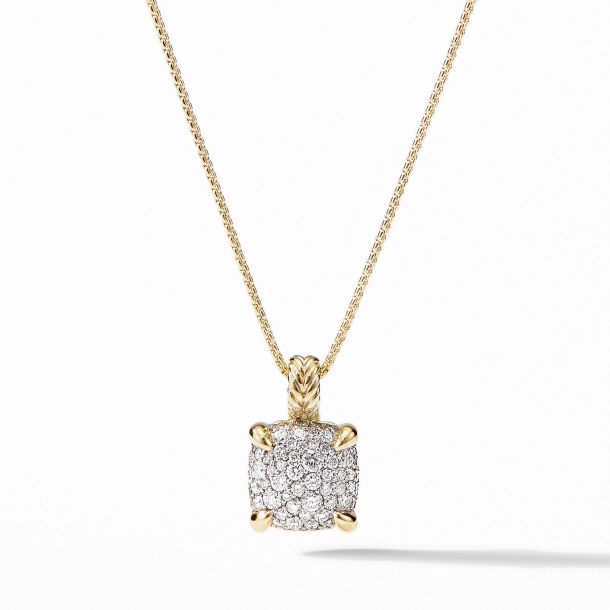 David Yurman Claine Pendant Necklace In 18k Yellow Gold With Full Pavé Diamonds 11mm Reeds Jewelers - David Yurman Petite Pavé Pendant Necklace With Diamonds David Yurman Claine Pendant Necklace In 18k Yellow Gold With Full Pavé Diamonds 11mm Reeds Jewelers - David Yurman Petite Pavé Pendant Necklace With Diamonds