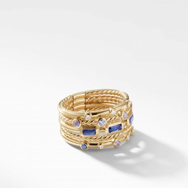 David Yurman Novella Stack Ring in Light Blue Sapphire and Purple