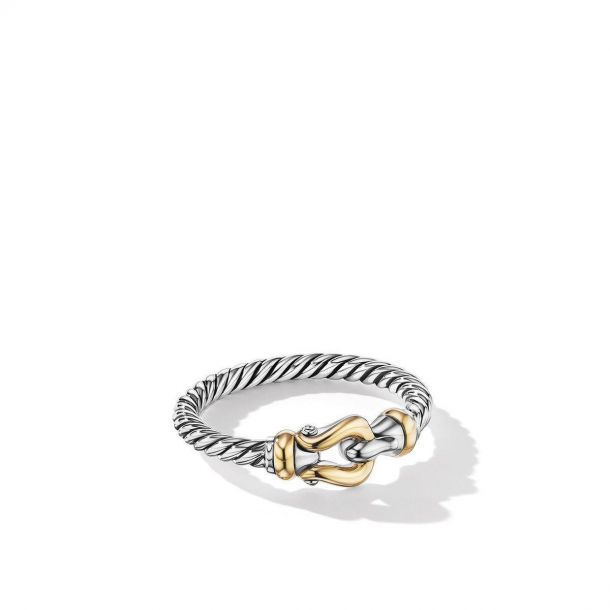 David Yurman Petite Buckle Ring with 18K Yellow Gold | REEDS Jewelers
