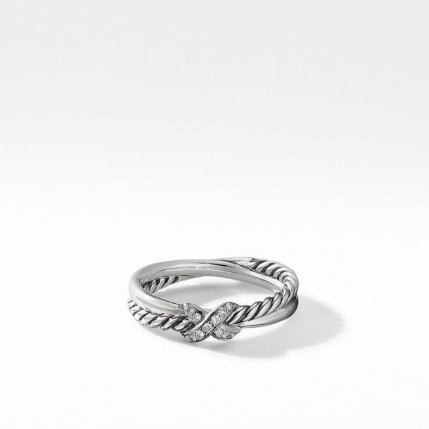 David Yurman Petite X Ring with Pavé 
