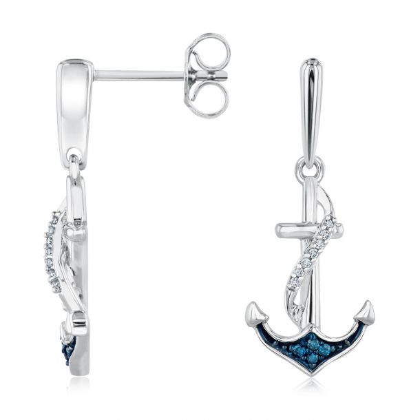 blue diamond drop earrings