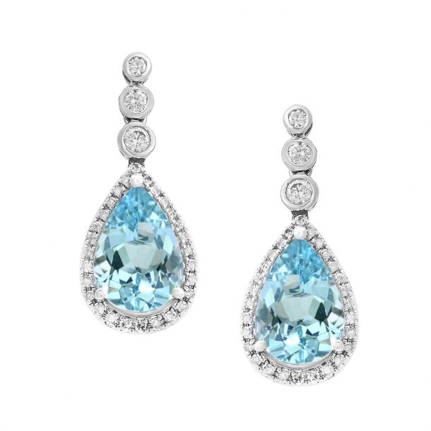 aquamarine and diamond drop earrings