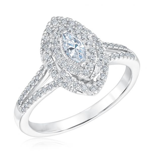 Ellaura Couture Marquise Diamond Double Halo Engagement Ring 1 2ctw Reeds Jewelers