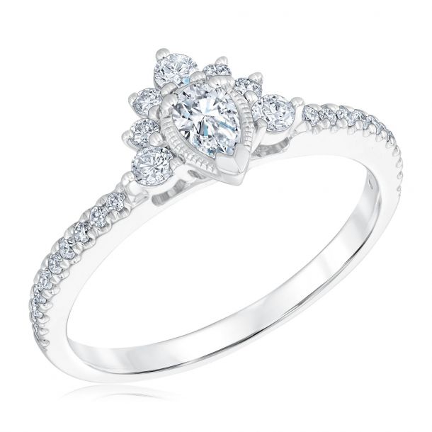Ellaura Couture Pear Diamond Crown Engagement Ring 1 2ctw Reeds Jewelers