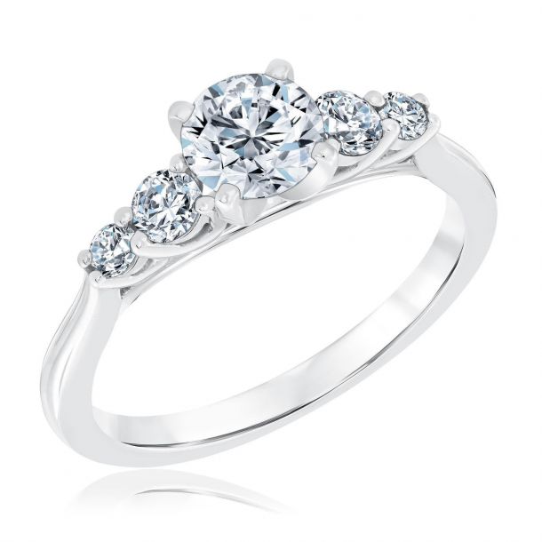 1ctw Round Diamond Five-Stone White Gold Engagement Ring 1ctw | Journey ...