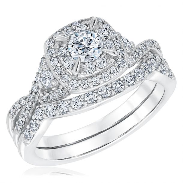 Details about   Ladies 14K White Gold Over Round Diamond Engagement Ring Wedding Band Bridal Set 