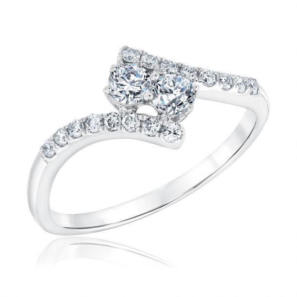 Ellaura Timeless White Gold Two Diamond Ring 1 2ctw Reeds Jewelers