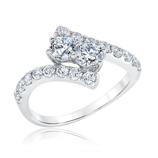 Ellaura Timeless White Gold Two Diamond Ring 1ctw Reeds Jewelers