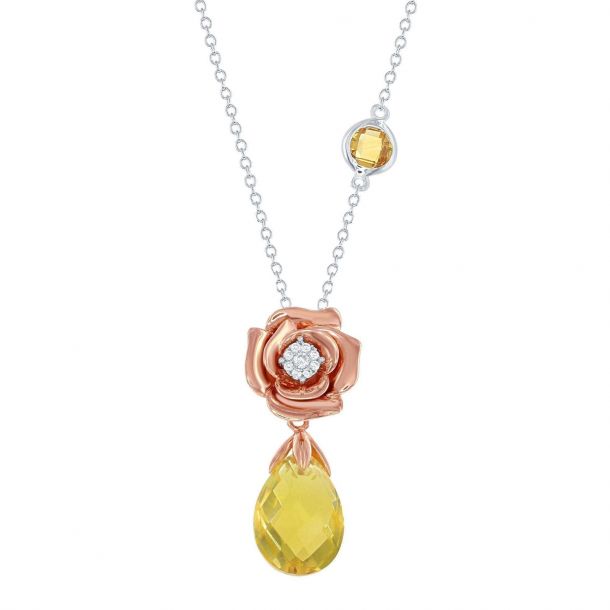 Enchanted Disney Fine Jewelry Belle's Rose with Diamond and Citrine