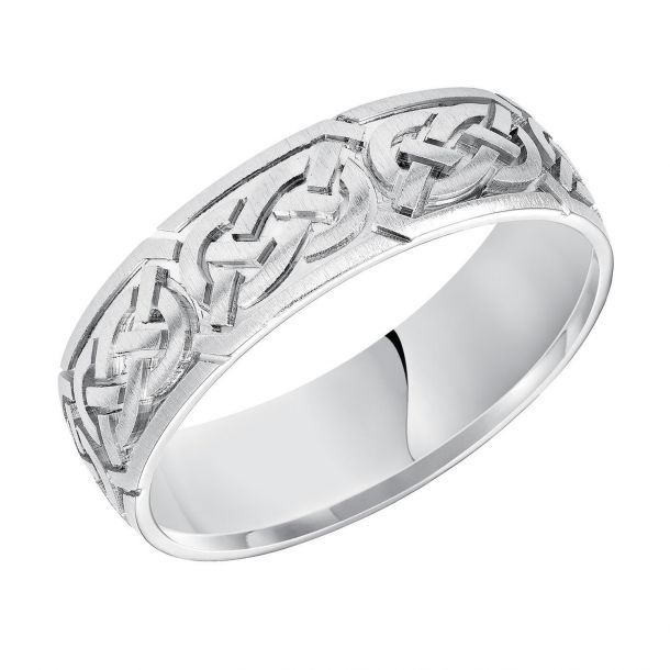 Wedding Bands Celtic Bands Titanium Flat Engraved Trinity Symbol Brushed 6mm Band Size 8.5 Wedding Bands Celtic Bands Titanium Flat Engraved Trinity Symbol Brushed 6mm Band Size 8.5