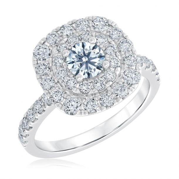 Ideal Hearts Arrows Diamond Double Halo Engagement Ring 1 1 2ctw Reeds Jewelers