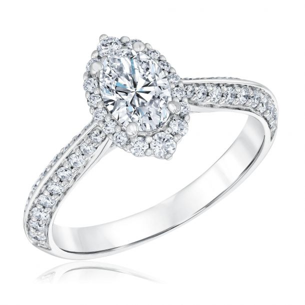 1 1/4ctw Oval Diamond Halo White Gold Engagement Ring | REEDS Signature ...