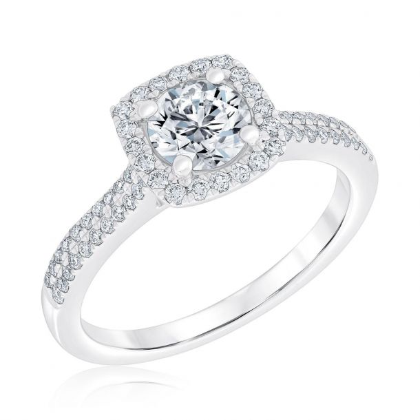 Exclusive REEDS Signature Round Diamond Halo Engagement Ring 1ctw ...