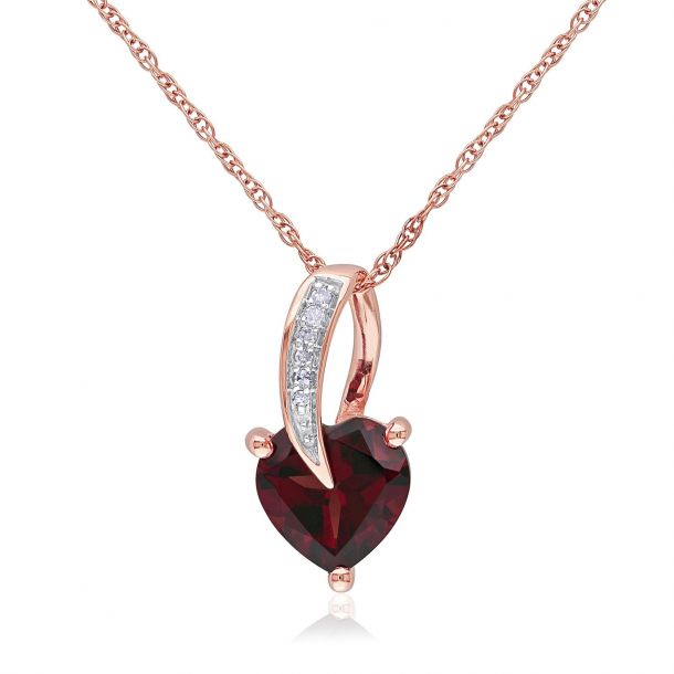 Red Crystal Necklace Pendant HEART Genuine Garnet Necklace in Gold January Birthstone Rose Gold or Sterling Silver Gift for Women