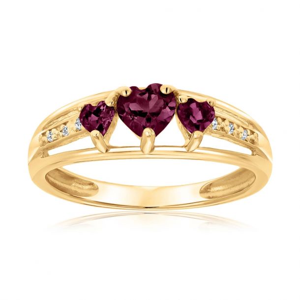 Birthstone Ring Sterling Silver or Yellow Gold Plated Silver Garnet Ring 