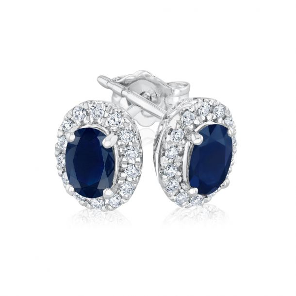 Genuine Blue Sapphire and Diamond Earrings 1/5ctw | REEDS Jewelers