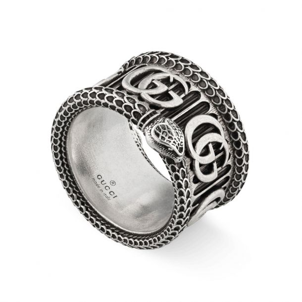 Zoologisk have Sovesal Kassér Gucci Double G Snake Aged Sterling Silver Ring - Size 11 | REEDS Jewelers