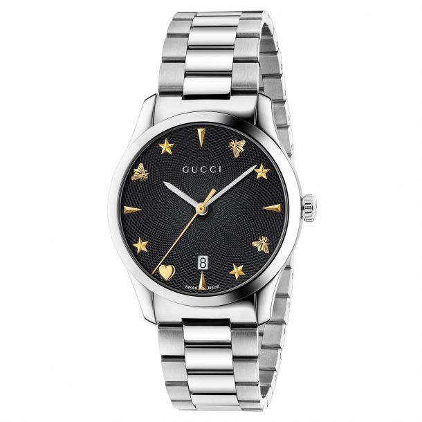 Gucci G-Timeless Stainless Steel Black Dial Watch YA1264029