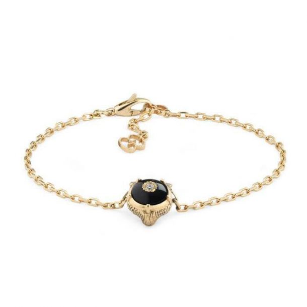 Gucci Le Marche des Merveilles Black Onyx and Diamond Feline Charm Bracelet  1/20ctw | REEDS Jewelers
