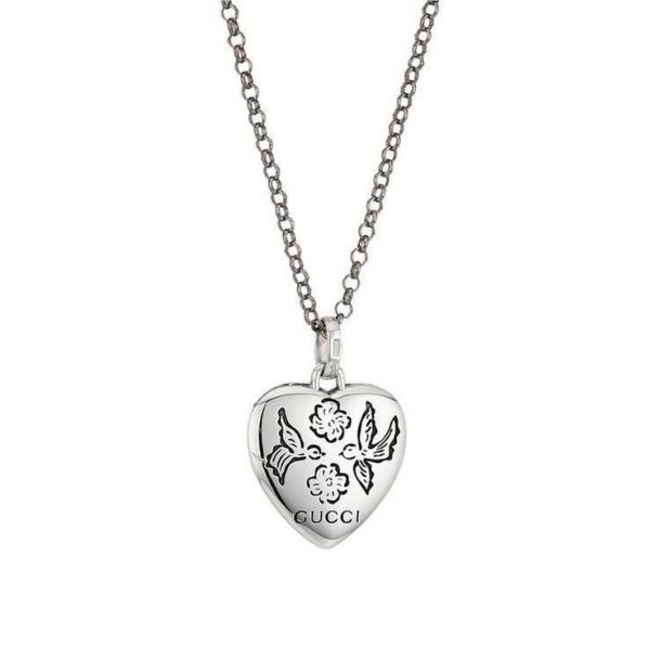 Heart Pendant on Heart-Shaped Ring Adjustable Chain Sterling Silver Engravable 