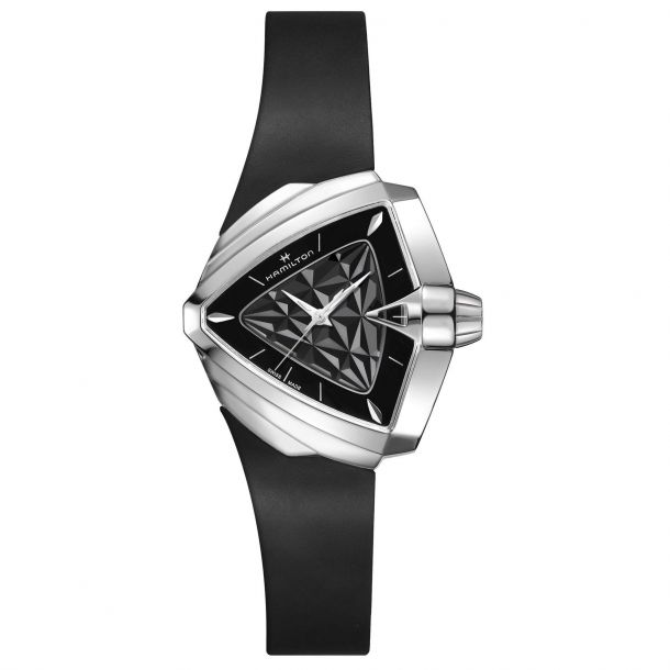Hamilton Ventura S Quartz Black Rubber Strap Watch H24251330 | REEDS  Jewelers
