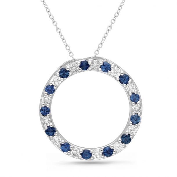 Kallati Blue Sapphire And Diamond Circle Pendant Necklace 1 3ctw Reeds Jewelers - 14k White Gold Diamond Circle Pendant Necklace Kallati Blue Sapphire And Diamond Circle Pendant Necklace 1 3ctw Reeds Jewelers - 14k White Gold Diamond Circle Pendant Necklace