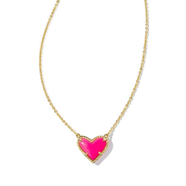 Kendra Scott Ari Heart Pendant Necklace in Neon Pink Magnesite | REEDS ...