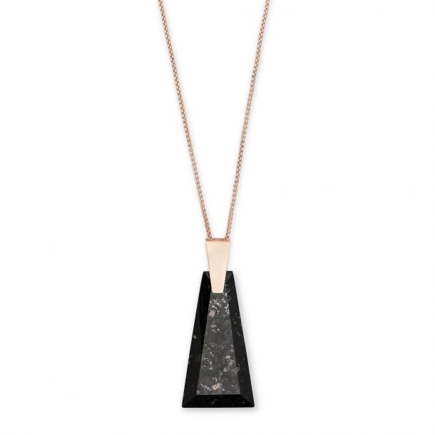 Kendra Scott Collins Long Pendant Necklace In Black Granite Rose Gold Plated Reeds Jewelers